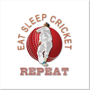 Eat sleep cricket repeat Posters and Art